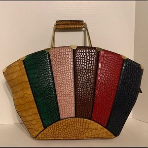 NWT Diophy Multicolored Vegan Textured Handbag